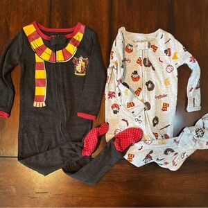 Harry Potter 2 Pack Zip Up Costume Sleep N' Play Coveralls Gryffindor 12m